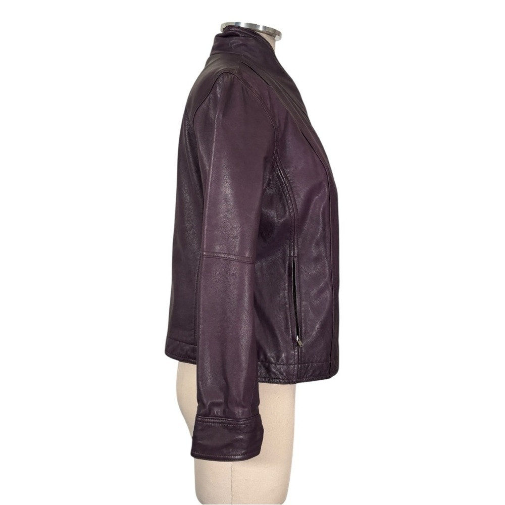 NEW J Jill Asymmetrical Moto Leather Jacket Size Small Petite - Picture 3 of 12